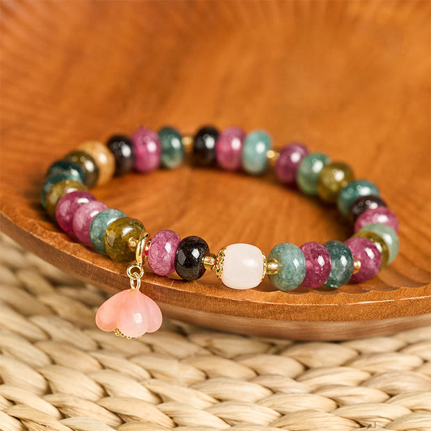 Buddha Stones Tourmaline Yanyuan Agate Peach Blossoms Love Bracelet - image 2
