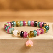 Buddha Stones Tourmaline Yanyuan Agate Peach Blossoms Love Bracelet - Tourmaline(Wrist Circumference: 14-16cm) - image 0