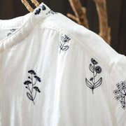 Buddha Stones Floral Embroidery Buttons Down Long Sleeve Women's Cotton Shirt - image 7