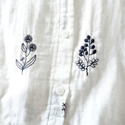 Buddha Stones Floral Embroidery Buttons Down Long Sleeve Women's Cotton Shirt - image 5