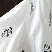 Buddha Stones Floral Embroidery Buttons Down Long Sleeve Women's Cotton Shirt - image 12