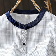 Buddha Stones Plaid Contrasting Buttons Down Long Sleeve Women's Cotton Shirt - image 7