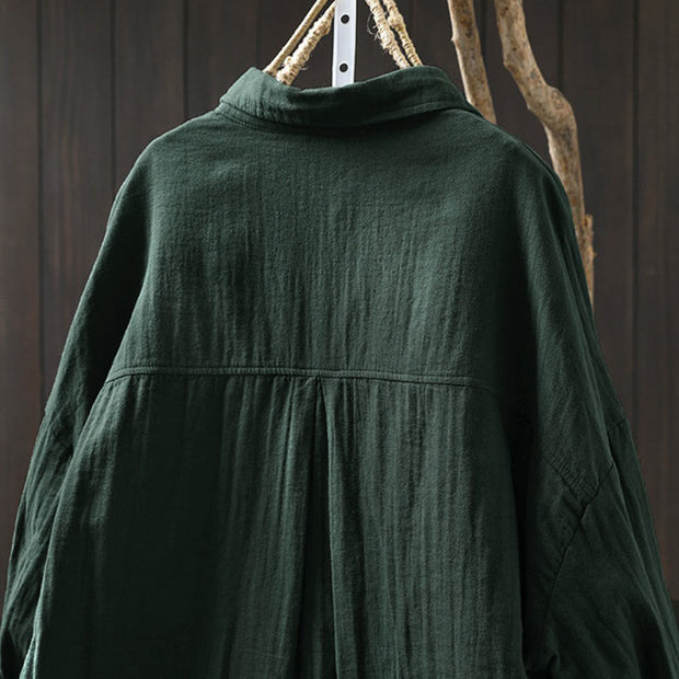 Buddha Stones Fall Contrasting Pocket Buttons Down Long Sleeve Women's Cotton Shirt - image 3