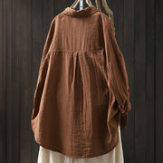 Buddha Stones Fall Contrasting Pocket Buttons Down Long Sleeve Women's Cotton Shirt - image 15