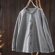 Buddha Stones Spring Small Plaid Buttons Down Long Sleeve Women's Cotton Shirt - Black - US4，UK/AU8，EU36 (L) - image 15
