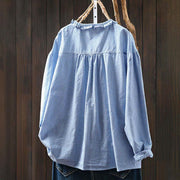 Buddha Stones Spring Small Plaid Buttons Down Long Sleeve Women's Cotton Shirt - image 1