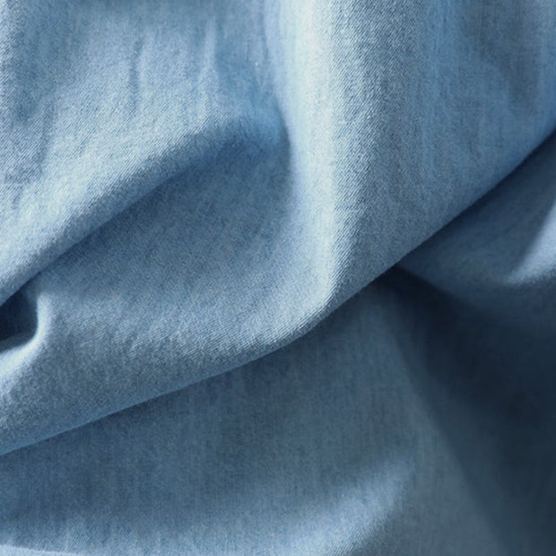 Buddha Stones Geometry Floral Embroidery Cotton Denim Half Buttons Long Sleeve Women's Shirt - image 16