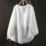 Buddha Stones Spring Contrasting Buttons Down Long Sleeve Women's Cotton Shirt - image 4