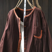 Buddha Stones Spring Contrasting Buttons Down Long Sleeve Women's Cotton Shirt - image 17