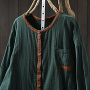 Buddha Stones Spring Contrasting Buttons Down Long Sleeve Women's Cotton Shirt - image 1