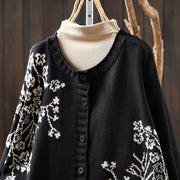 Buddha Stones Floral Buttons Cotton Women's Long Batwing Sleeve Knitted Cardigan - image 20