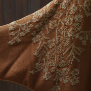 Buddha Stones Floral Buttons Cotton Women's Long Batwing Sleeve Knitted Cardigan - image 11