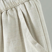 Buddha Stones Winter Contrasting Drawstring Cotton Linen Women's Wide Leg Pants With Pockets - image 12