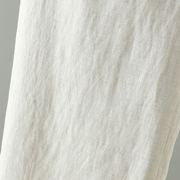 Buddha Stones Winter Contrasting Drawstring Cotton Linen Women's Wide Leg Pants With Pockets - image 13