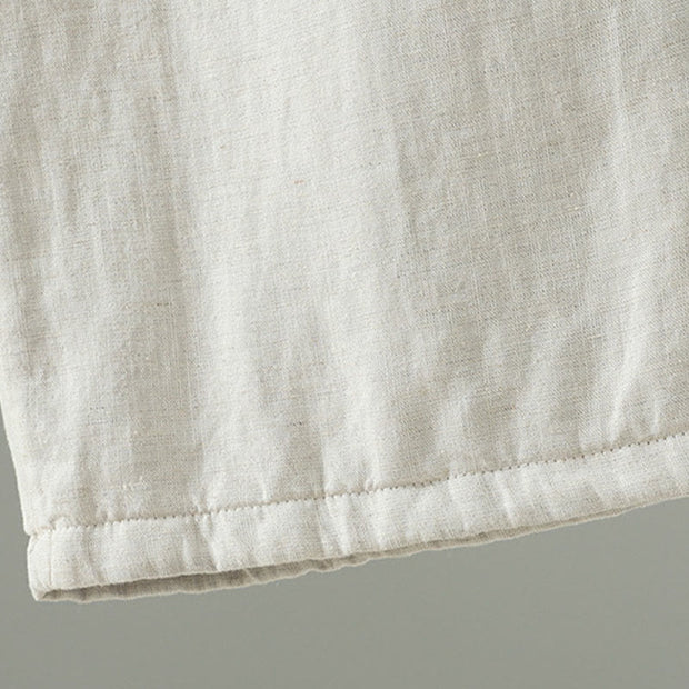 Buddha Stones Winter Contrasting Drawstring Cotton Linen Women's Wide Leg Pants With Pockets - image 16