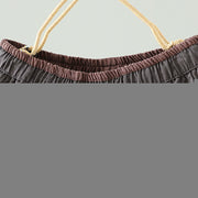 Buddha Stones Winter Contrasting Drawstring Cotton Linen Women's Wide Leg Pants With Pockets - image 18