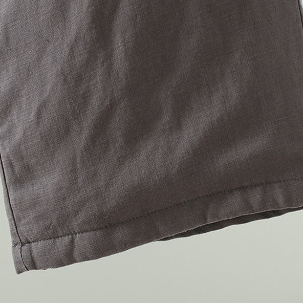 Buddha Stones Winter Contrasting Drawstring Cotton Linen Women's Wide Leg Pants With Pockets - image 22