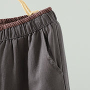 Buddha Stones Winter Contrasting Drawstring Cotton Linen Women's Wide Leg Pants With Pockets - image 19