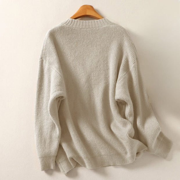 Buddha Stones Winter V-Neck Buttons Cotton Women's Long Sleeve Knitted Cardigan - image 10