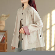 Buddha Stones Buttons Design Corduroy Long Sleeve Women's Jacket With Pockets - image 4