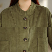 Buddha Stones Buttons Design Corduroy Long Sleeve Women's Jacket With Pockets - image 14