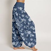 Buddha Stones Cotton Full Coverage Flowers Pattern Women's Elastic Waist Harem Pants - image 2