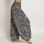Buddha Stones Cotton Full Coverage Flowers Pattern Women's Elastic Waist Harem Pants - image 7