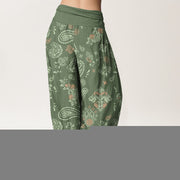 Buddha Stones Cotton Vintage Paisley Pattern Women's Elastic Waist Harem Pants - image 1