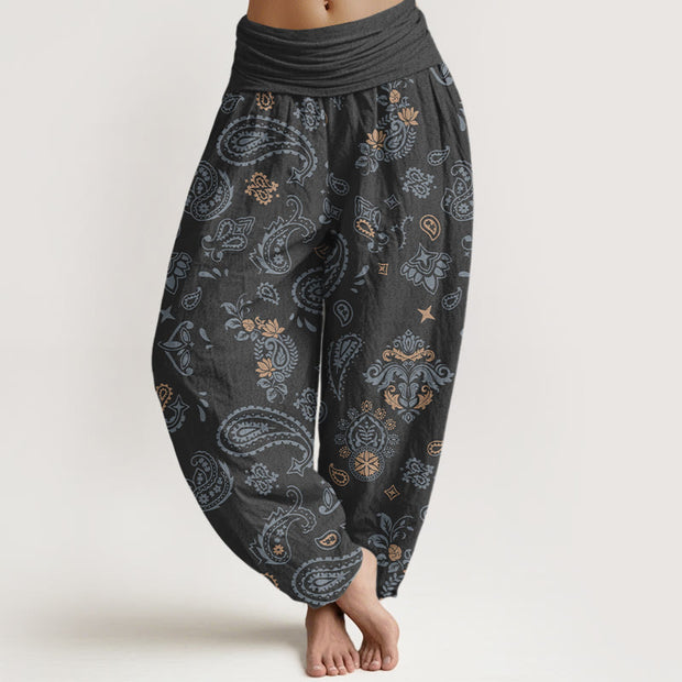 Buddha Stones Cotton Vintage Paisley Pattern Women's Elastic Waist Harem Pants - Black - US16，UK/AU20，EU48 (3XL) - image 5