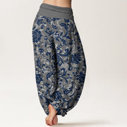 Buddha Stones Cotton Understated Luxury Flower Vine Pattern Women's Elastic Waist Harem Pants - image 6