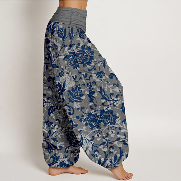 Buddha Stones Cotton Understated Luxury Flower Vine Pattern Women's Elastic Waist Harem Pants - image 7
