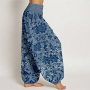 Buddha Stones Cotton Understated Luxury Flower Vine Pattern Women's Elastic Waist Harem Pants - image 10