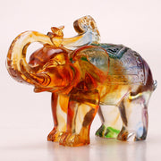 Buddha Stones Handmade Liuli Crystal Elephant Art Piece Wisdom Wealth Home Decoration - image 8