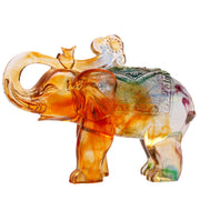 Buddha Stones Handmade Liuli Crystal Elephant Art Piece Wisdom Wealth Home Decoration - image 11
