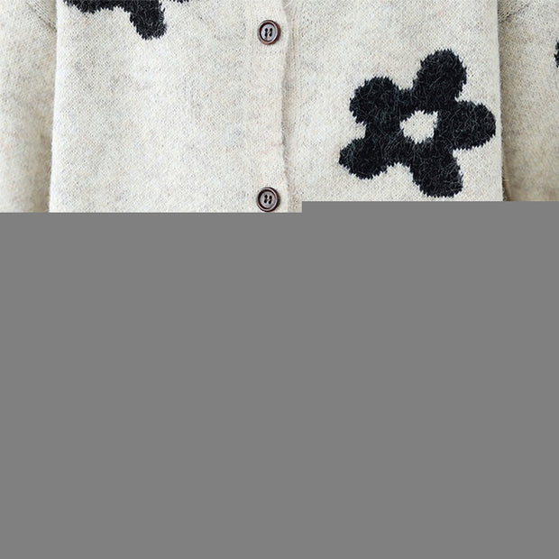Buddha Stones Winter Flowers Buttons Cotton Women's Long Sleeve Knitted Cardigan - image 15