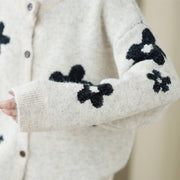 Buddha Stones Winter Flowers Buttons Cotton Women's Long Sleeve Knitted Cardigan - image 14