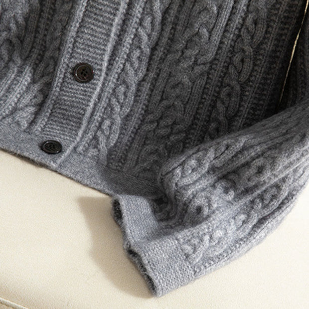 Buddha Stones Casual Winter Twisted Buttons Design Cotton Women's Long Sleeve Knitted Cardigan - image 26