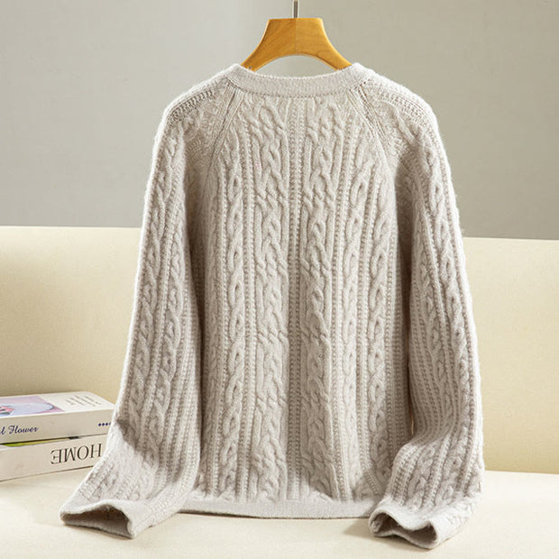 Buddha Stones Casual Winter Twisted Buttons Design Cotton Women's Long Sleeve Knitted Cardigan - image 32