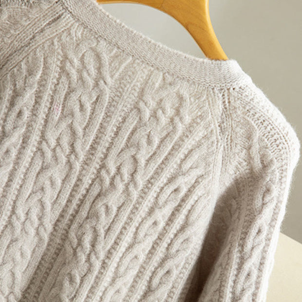 Buddha Stones Casual Winter Twisted Buttons Design Cotton Women's Long Sleeve Knitted Cardigan - image 36