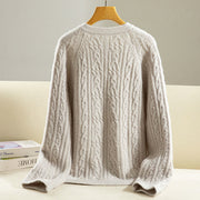 Buddha Stones Casual Winter Twisted Buttons Design Cotton Women's Long Sleeve Knitted Cardigan - image 32