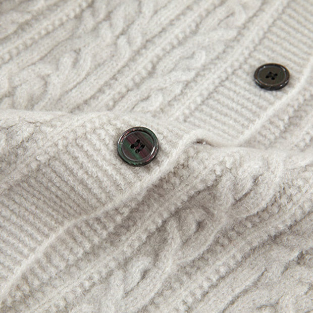 Buddha Stones Casual Winter Twisted Buttons Design Cotton Women's Long Sleeve Knitted Cardigan - image 43