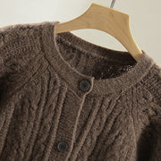 Buddha Stones Casual Winter Twisted Buttons Design Cotton Women's Long Sleeve Knitted Cardigan - image 2