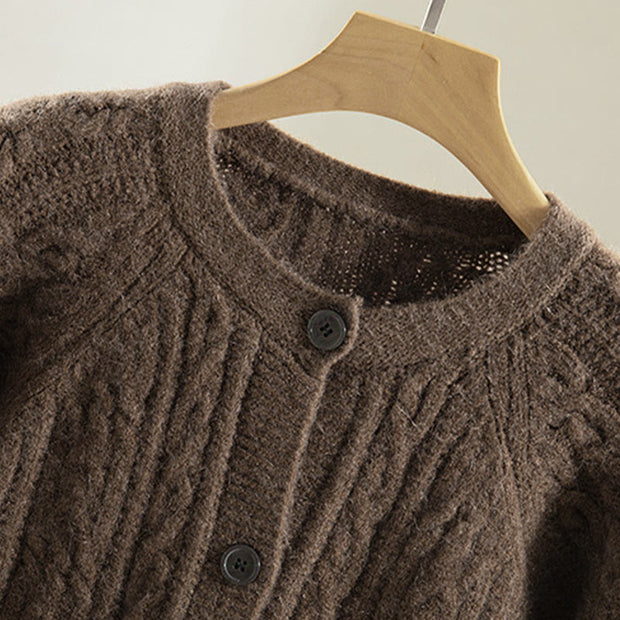 Buddha Stones Casual Winter Twisted Buttons Design Cotton Women's Long Sleeve Knitted Cardigan - image 2