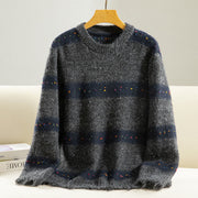Buddha Stones Winter Stripes Pattern Crew Neck Long Sleeve Women's Cotton Sweater - DimGray - US4，UK/AU8，EU36 (F) - image 17