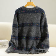 Buddha Stones Winter Stripes Pattern Crew Neck Long Sleeve Women's Cotton Sweater - image 18