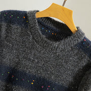 Buddha Stones Winter Stripes Pattern Crew Neck Long Sleeve Women's Cotton Sweater - image 20