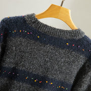 Buddha Stones Winter Stripes Pattern Crew Neck Long Sleeve Women's Cotton Sweater - image 23