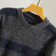 Buddha Stones Winter Stripes Pattern Crew Neck Long Sleeve Women's Cotton Sweater - image 21