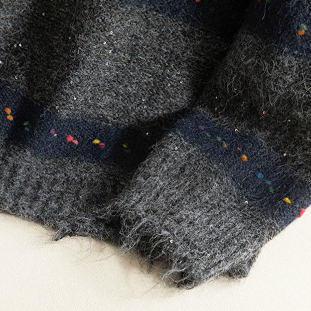 Buddha Stones Winter Stripes Pattern Crew Neck Long Sleeve Women's Cotton Sweater - image 29