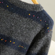 Buddha Stones Winter Stripes Pattern Crew Neck Long Sleeve Women's Cotton Sweater - image 24